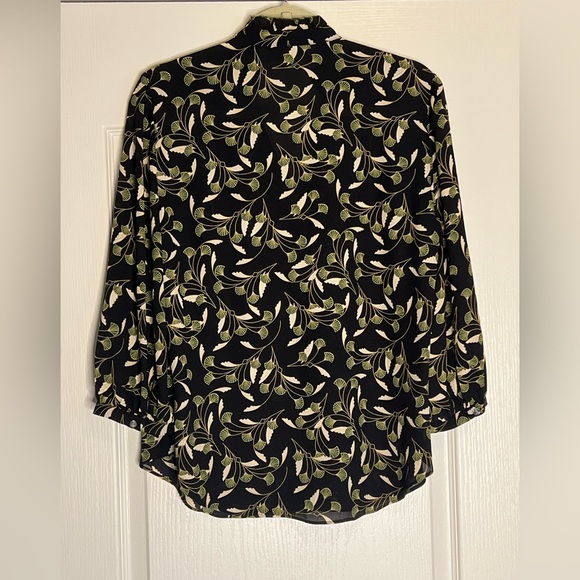 Ralph Lauren Gorgette Blouson-Sleeve Ginko Leaf Print Blouse - Picture 11 of 12